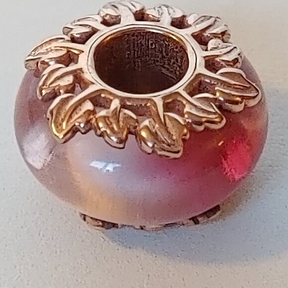 PANDORA Leaves PANDORA Rose Gold Charm with Pink Murano Glass CHARM BRAC… - Picture 2 of 3